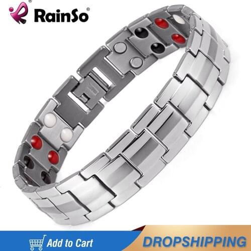 Rainso Fashion Jewelry Healing FIR Magnetic Titanium Bio Energy Bracelet For Men Blood Pressure Accessory Bracelets New Hot 2021
