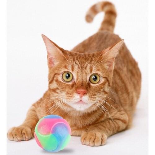 Bite Resistant Glowing Elastic Ball Durable Flashing Molar Interactive Ball Pet Rubber Chew Toy For Cats Dogs To Away From Bored
