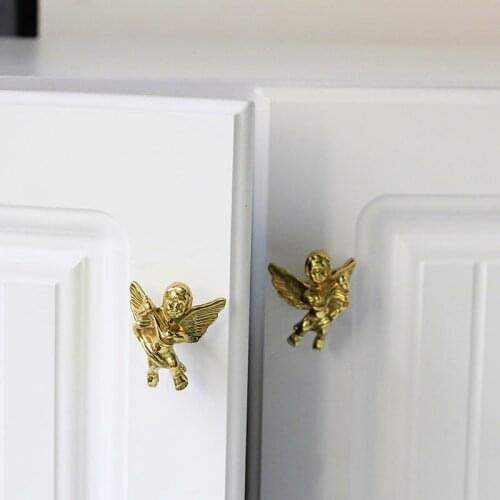 1Pc Cute Little Angel Cabinet Door Wardrobe Handle European Style Solid Brass Dresser Knobs Diy Pulls Handmade Hardware