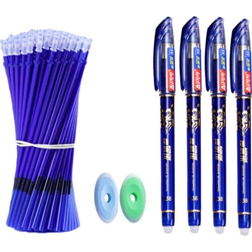 55 Pcs/Set School Erasable Gel Pens Set 0.5 mm Fine Point Black/Blue/Red ink Ballpoint Pen Stationery Office Writing Supplies