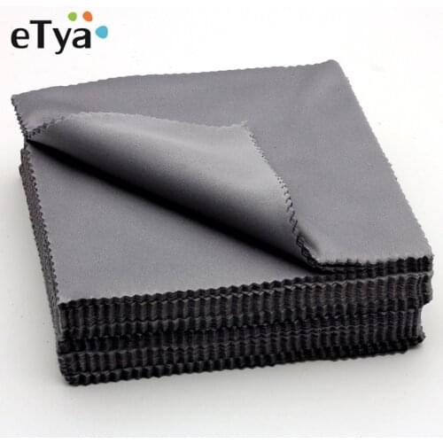 ETya New 10pcs Glasses Cloth Microfiber Cleaner Cloths Cleaning Glasses Lens Clothes Black Eyeglasses Cloth Eyewear Accessories
