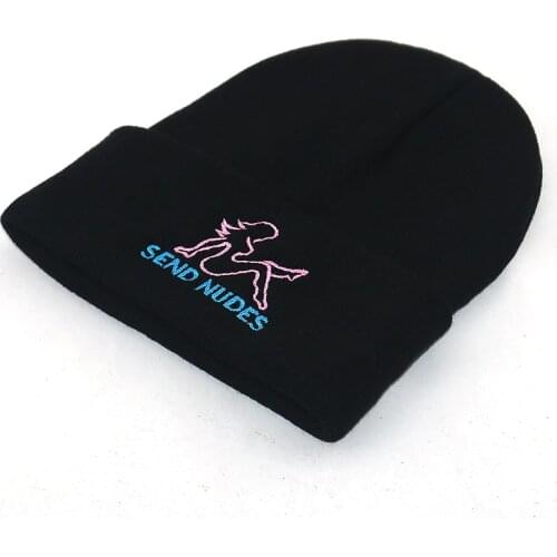 Letter embroidery SEND NUDES beanie cap For Men Women cotton flexible Hip Hop ski beanies Bone Garros fashion winter knitted hat