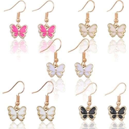 DIY Cute Earrings For Women Girl Butterfly Insect Colorful Drop Oil Alloy Earring Lovely Sweet Jewelry 2021 Gifts Dropshipping