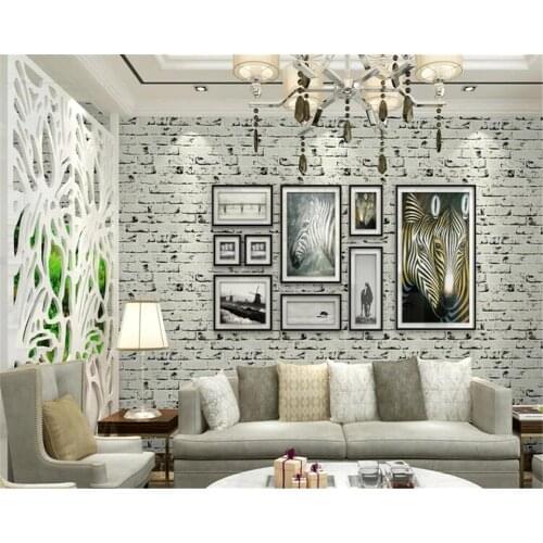Beibehang Modern minimalist fabric Chinese retro white brick wallpaper flocking embossed living room TV background 3d wallpaper