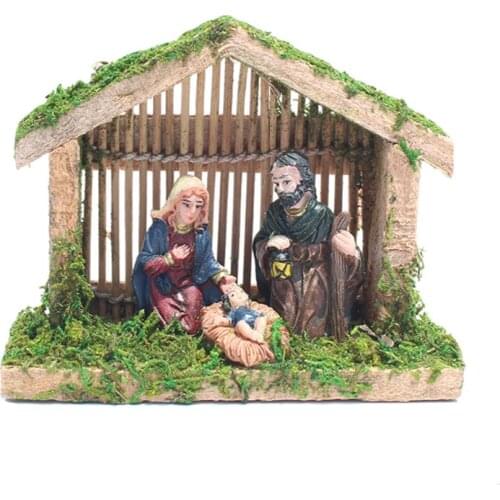 Stable Manger Wooden Nativity Scene Ornament Traditional Christmas Scene Xmas Bethlehem Advent Calendars Household Ornaments