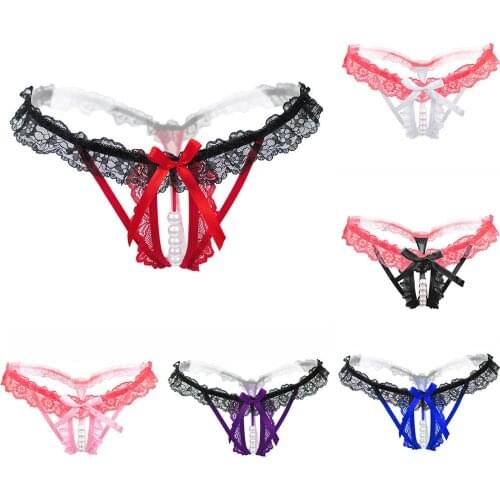 T Panties Female Underwear Lace Seamless Thongs Womens Pants Sexy Pearl Panties Erotic Sexy Women Crotchless Panties תחתונים סק