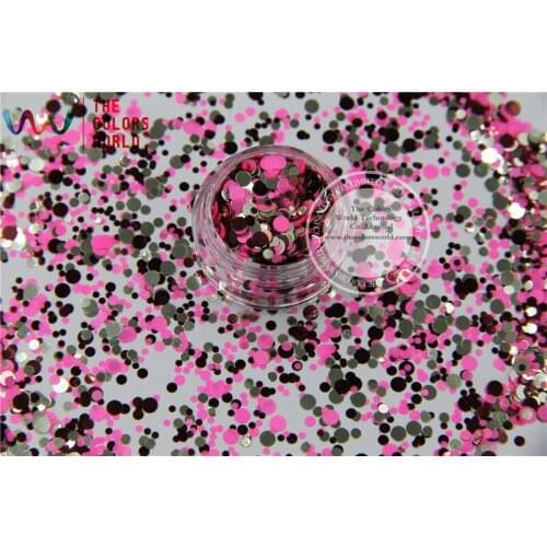 RFM321-199 Mix Colors Dot shapes round Glitter for nail art ,nail gel, nail polish makeup and DIY decoration