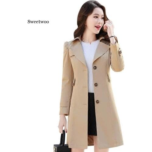Trench Coat Slim Single Breasted Spring Autumn Trench Coat Woman Trench Coat Long Women Windbreakers Plus Size Overcoat