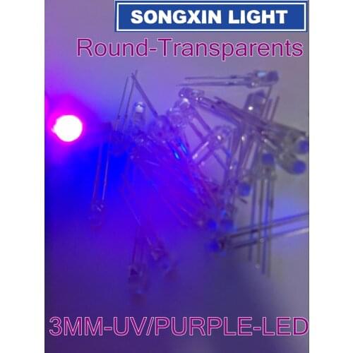 XIASONGXIN LIGHT 100PCS 3MM Purple / UV LED super bright F3 LED Diodes 390-410NM F3MM Diodes 3mm led 3mm uv /purple