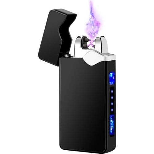 Electric Dual Arc Lighter USB Rechargeable Windproof Flameless Plasma Pulse Lighters For Cigarette Candle With LED Power Display