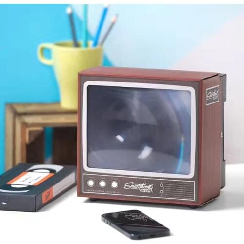 Retro TV Phone Screen Video DIY Enlarger Amplifier Magnifier Retro TV Appearance 3D Phone Screen Magnifier Stereoscopic