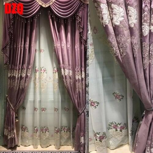 High-end Custom European Embroidery Blackout Velvet Curtains for Living Room Classic Luxury Villa Curtains for Bedroom Windows