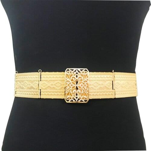 Vintage court carving metal belt elegance fine custom waist chain women crystal wedding dress square buckle belt jewelry