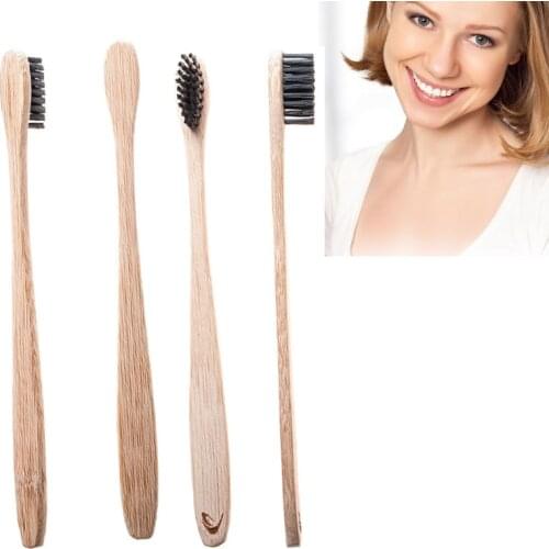 High Quality 4Pcs/Set Bamboo Toothbrush with Charcoal Bristles Natural Dental Care for Home Family Travel
