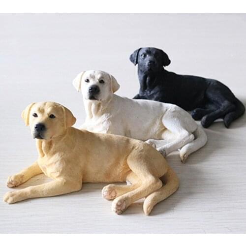 WU CHEN LONG Labrador Dog Art Sculpture Simulated Animal Model Collection Figurines Miniatures Resin Craft Home Decoration R4794
