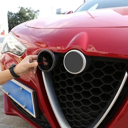 1pcs Black Real Carbon Fiber Suitable for Car Alfa Romeo Stelvio Logo Outer Ring Trim for 2017-2020 Car-stying Accessories