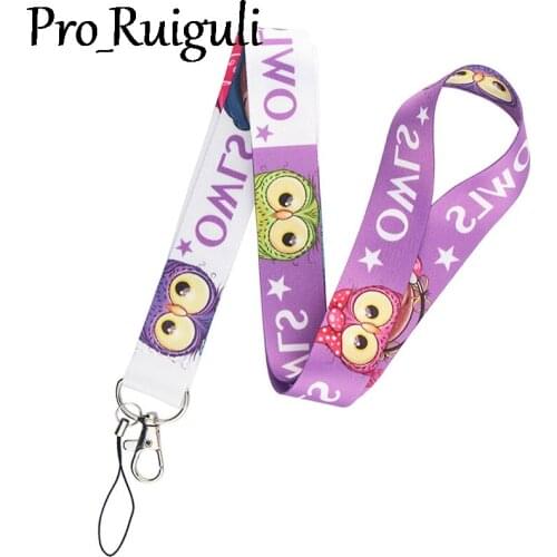 30pcs Cartoon Owl Neck keychain necklace webbings ribbons Anime Cartoon Neck Strap Lanyard ID badge holder Key Lanyards couples