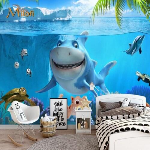Custom 3D wallpaper mural hand-painted watercolor sky whale childrens room mural background wall decoration mural