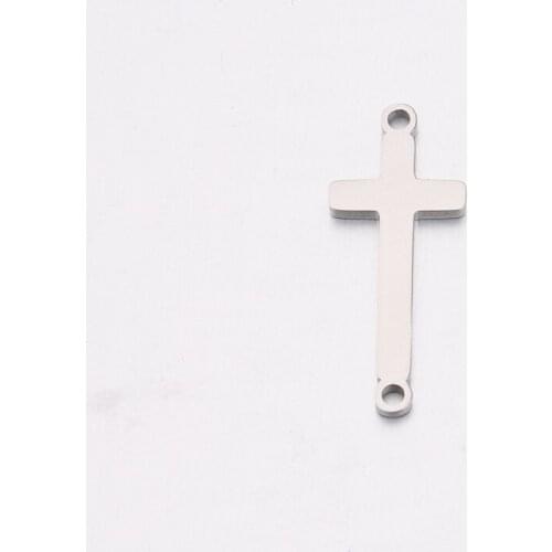 5pcs Mirror polished stainless steel double hole Cross Pendant Fashion for bracelet/necklace DIY accessories jewelry making