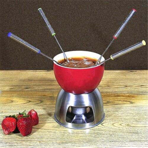 6PCS/Set Stainless Steel Chocolate Fork Hot Pot Forks Cheese Fruit Dessert Fork Fondue Melting Skewer Kitchen Tools