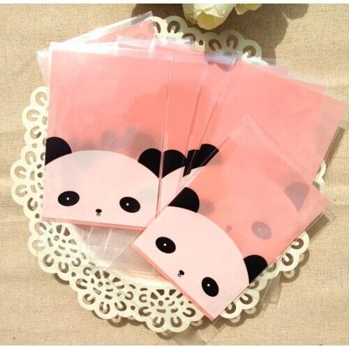 800 Pink Panda Cellophane Cookie Bag,Plastic Clear Self Adhesive Seal,Bakery Gift Christmas Bags