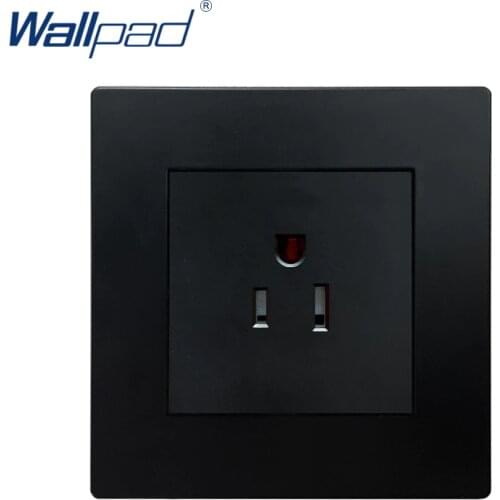 US 3 Pin Socket 15A Black Wallpad Luxury Wall Power Electrical Outlet Sockets PC Panel