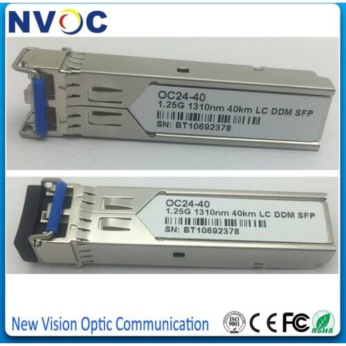 Free Shipping Dual Fiber Optic Trnsceiver 1.25G 1310nm 40KM DFB Fiber Optic Module SFP Transceiver,1.25G DX 40KM LC SFP Module