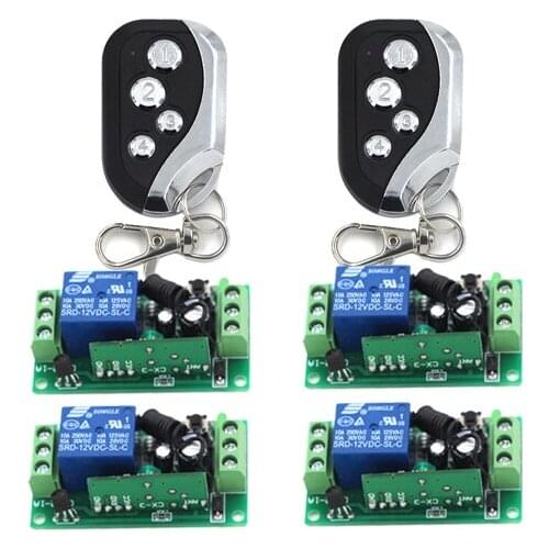 Digital 12V 1 Channel Learn Code RF Gate Garage Door Remote Control Switch 2 Transmitter and 4 Receiver SKU: 5398