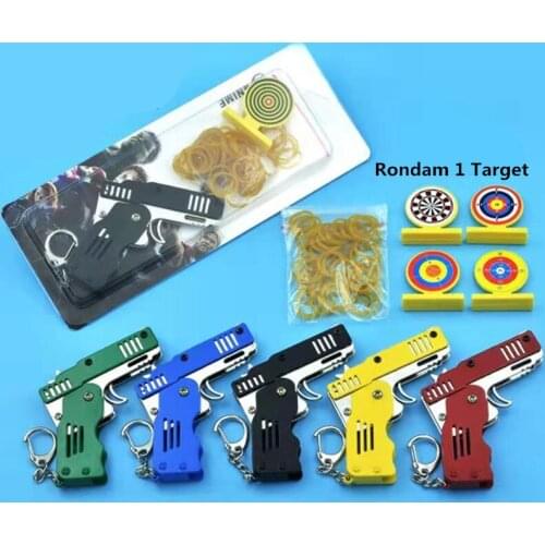 Zinc Alloy Colorful Metal Mini Can Be Folded As a Key Ring Rubber Band Gun Kids Gift Toy Six Bursts Of Rubber Toy Pistol Gun