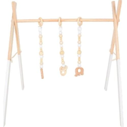 1Set Nordic Cartoon Baby Wooden Gym Fitness Frame Rack Hanging Pendant Toys Kit