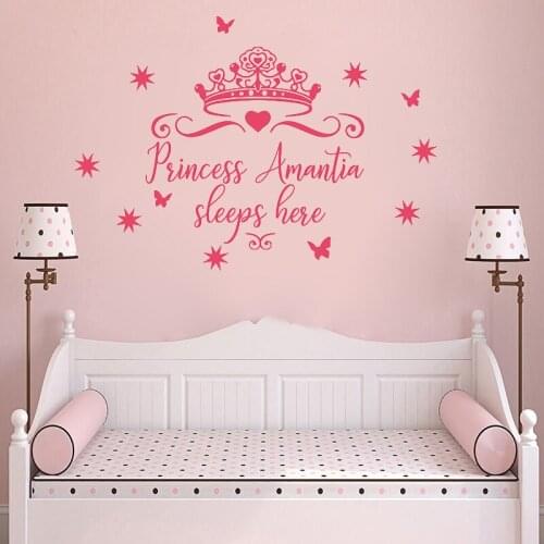 DIY Vinyl Wall Sticker Princess Room Personalised Name Customizde Wall Decals Kids Girls Boys Teens Room Decoration Mural G1010