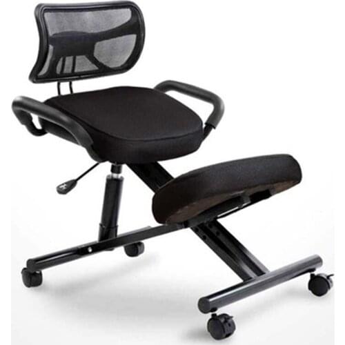 Ergonomically Designed Knee Chair with Back and Handle Office Kneeling Chair Ergonomic Posture Leather Black Chair With Caster