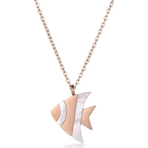 Stainless Steel Rose Gold Tropical Deep Sea Mermaid Pendant Necklace Jewelry Gift For Men Women