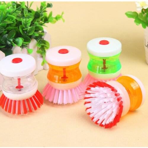 Creative kitchen helper hydraulic pot washing brush automatic adding liquid pot cleaning brush can add detergent brush