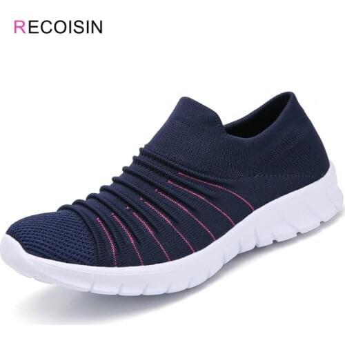 RECOISIN 2020 Sneakers Women Breathable Mesh Summer Shoes Woman Slip-on Casual Loafers Flats Shoes For Women Zapatillas Mujer