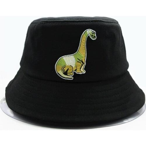 LDSLYJR Long-necked dinosaur embroidery cotton Bucket Hat Fisherman Hat outdoor travel hat Sun Cap Hats for men and Women 93