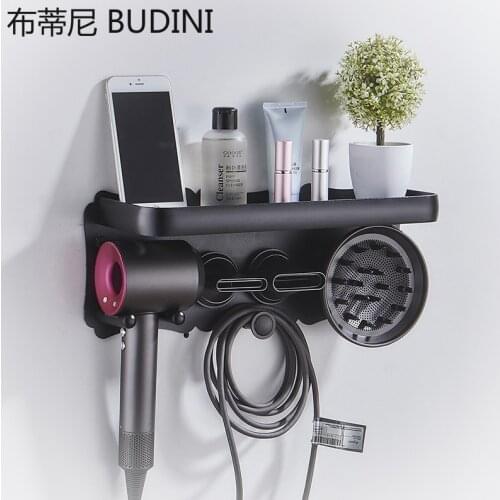 Hairdryer Holder Wall Mounted Storage Rack Bathroom Shelf For Dyson Supersonic Hair Dryer Punch-Free Rack