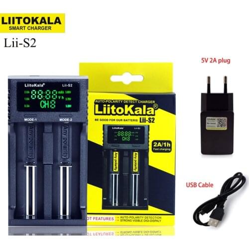 NEW Liitokala Lii-S2 18650 Battery Charger 1.2V 3.7V 3.2V AA/AAA 26650 21700 NiMH li-ion battery Smart Charger+ 5V 2A plug