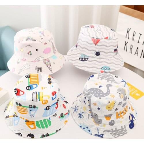 2021 Spring Thin Cartoon Animals Embroidery Baby Bucket Hat Fisherman Hats Newborn Kids Summer Toddler Boys Girls Panama Sun Cap