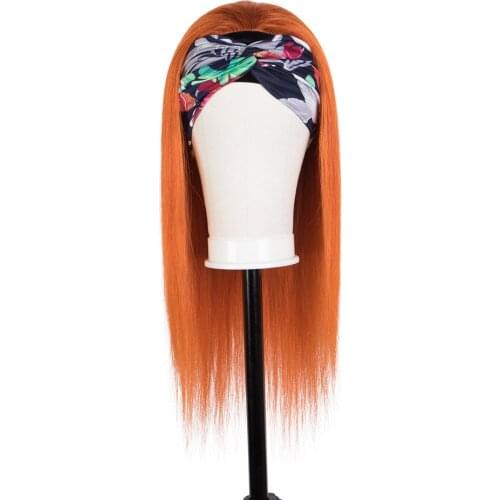 Styleicon Orange Glueless Straight Human Hair Wigs For Black Women Headband 28 Inch Brazilian Hair Wig
