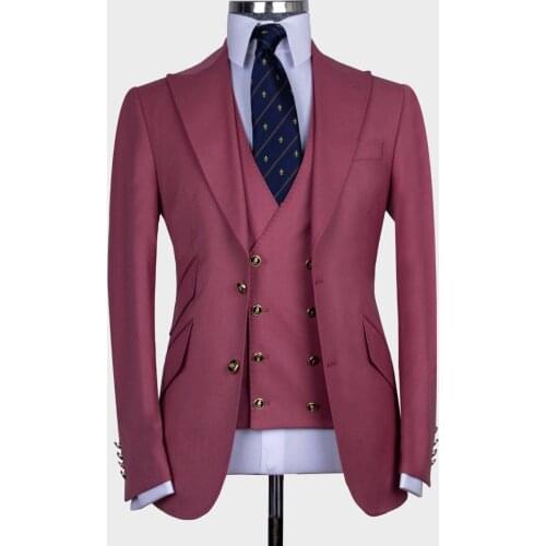 Jacket+Pants+Vest) Luxury Office Business 7 Colors Slim Fit Tuxedo Wedding Man Suit 3 Piece Man Blazer Custom Made