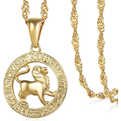 12 Horoscope Zodiac Sign Pendant Necklaces For Women Men Gold Aries Leo Dropshipping 12 Constellations Davieslee Jewelry GPM24