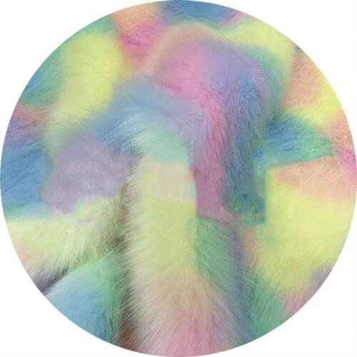Multicolored jacquard big fur fox fur artificial hair collar faux fur plush fabric
