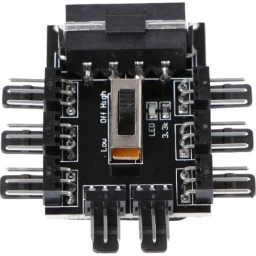 PC IDE Molex 1 To 8 Way Splitter Cooling Fan Hub 3-Pin 12V Power Socket PCB Adapter R9UA