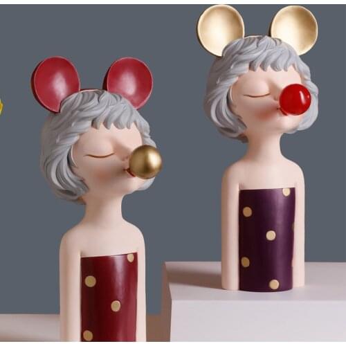 Modern bubble blowing girl resin modern creative living room TV cabinet bedroom desktop decoration home decoration wedding gift