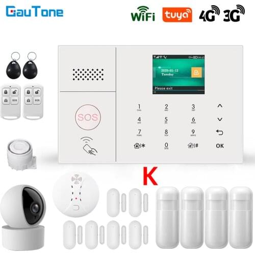 GauTone 3G 4G Wireless Alarm System WiFi Home Security System With IP Camera Smoke Detector Support Alexa Tuya Smart Life