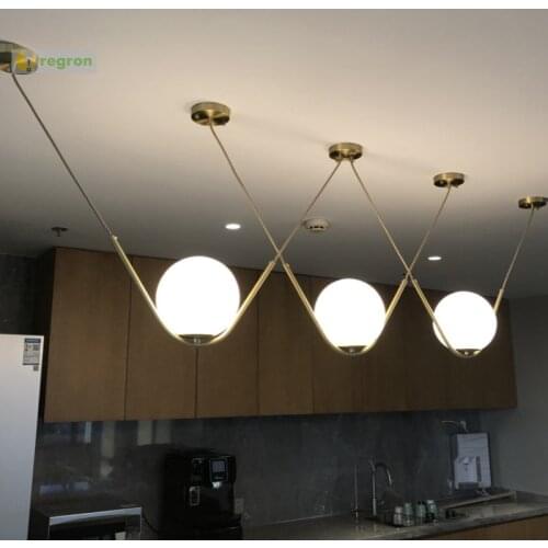 Nordic creative V-shaped Pendant Lights brass lamp bar cafe Led light DIY luxury combination Kitchen Dining Room Lights