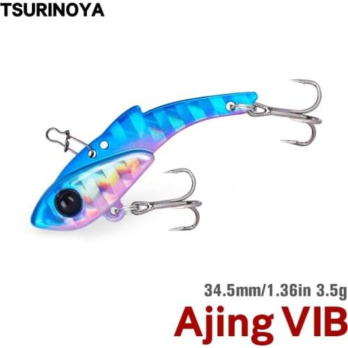 TSURINOYA Vibration Hard Bait AJING TROUT Blade Lure PIED FALCONET 34.5mm 3.5g Winter VIB Fishing Lures Rochfish Barracuda Pike