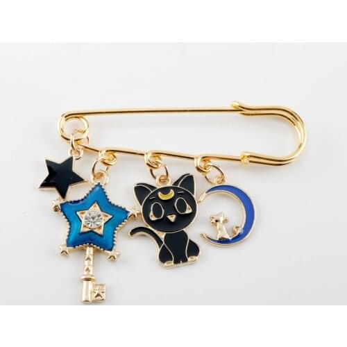 Japanese Anime Cat Wand Collection Pendant Brooch Pins Cartoon Card Captor Sakura Safe Pin Shape Lapel Pin Enamel Jewelry