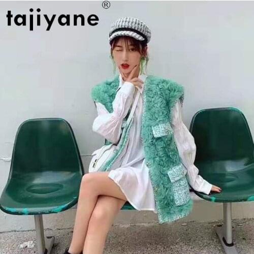 Tajiyane womens jackets 2020 fashion real wool fur coat woman vest for female korean style slim sleeveless jacket casaco TN295